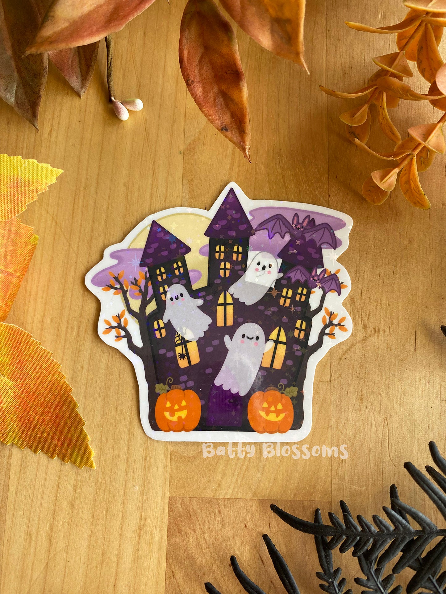 Ghost Castle holographic vinyl sticker (large)