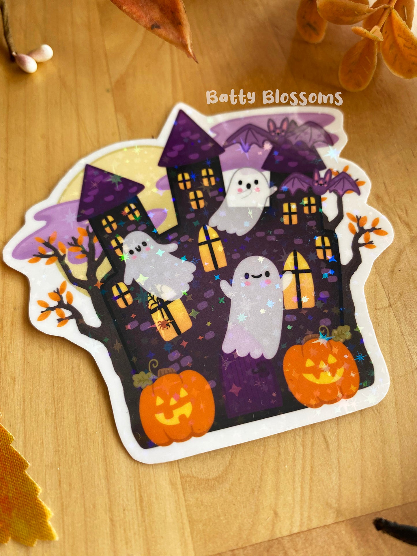 Ghost Castle holographic vinyl sticker (large)