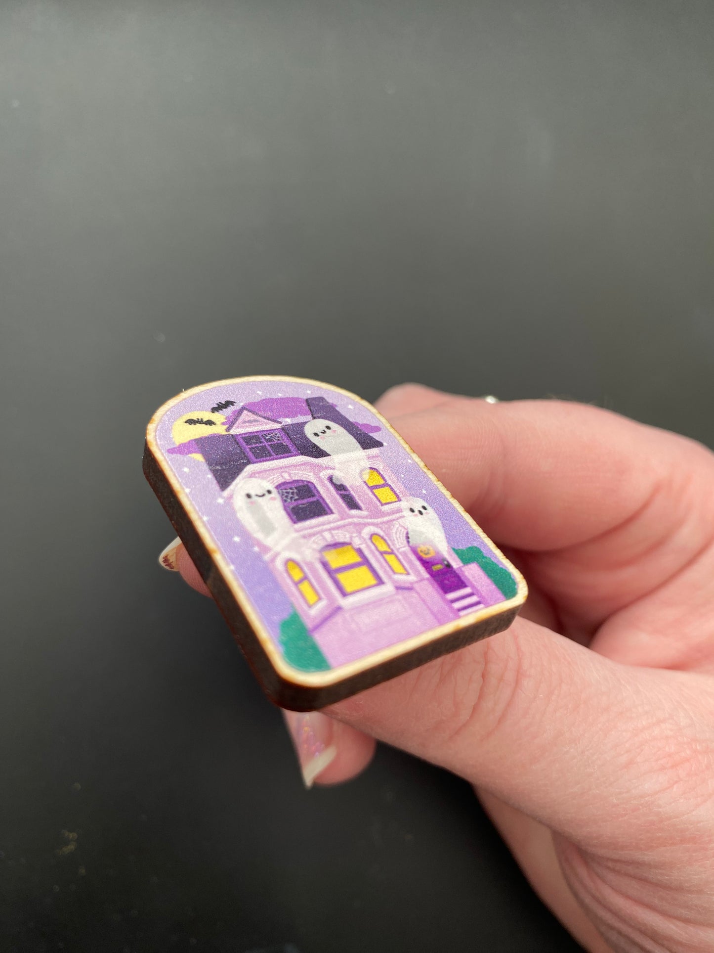 Haunted House wooden pin