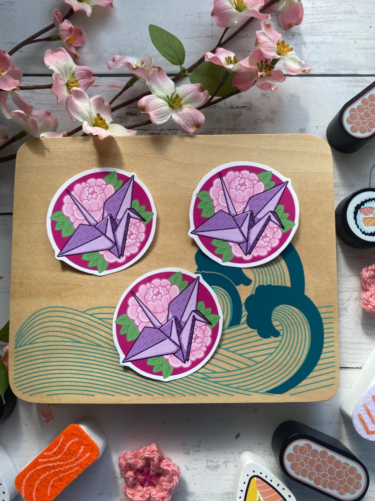 Origami Crane vinyl sticker (medium)
