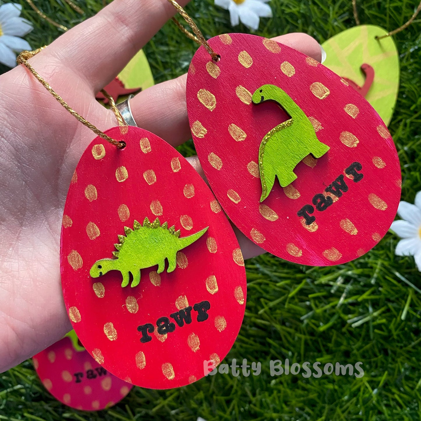 Dino Easter Egg wooden decorations