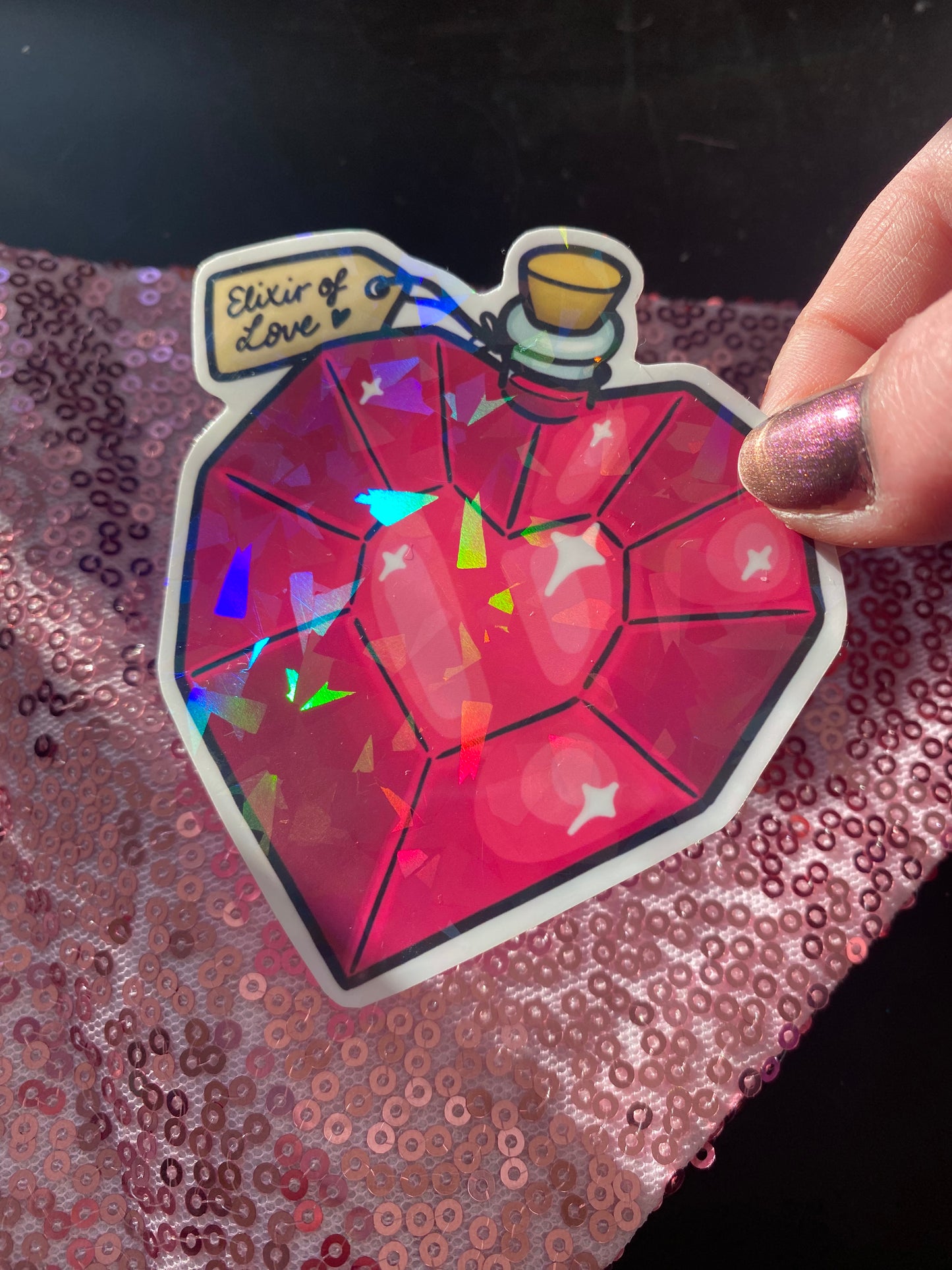 Love Potion Bottle Holographic Sticker (LARGE)