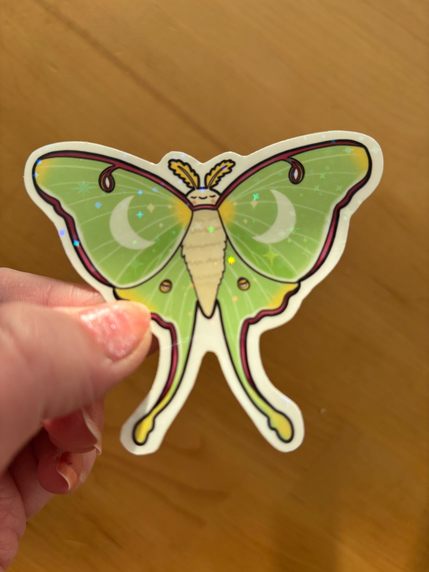 Lunar Moth holographic vinyl sticker (LARGE)