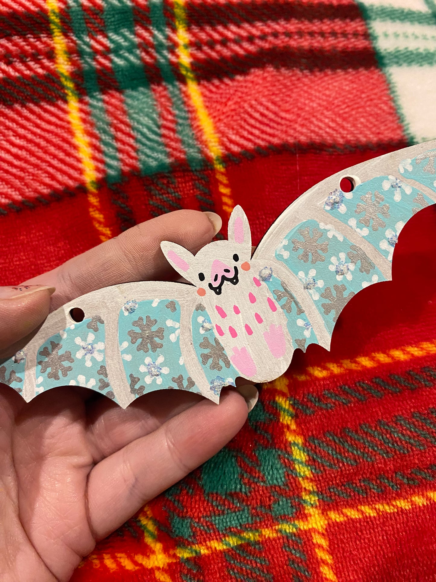 Christmas Baby Bats wooden decorations