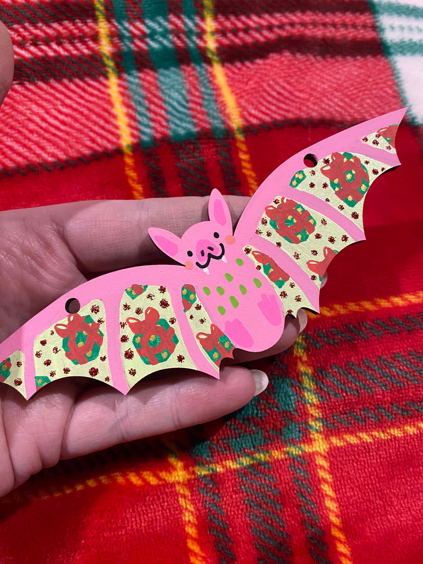 Christmas Baby Bats wooden decorations