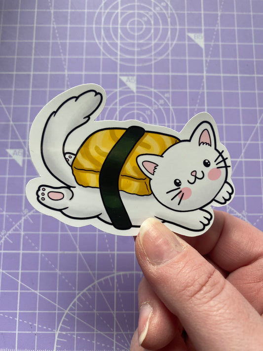 Tamago Sushi Cat vinyl sticker (large)