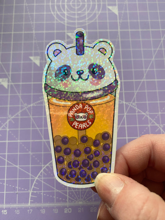 Bubble Tea holographic vinyl sticker (large)