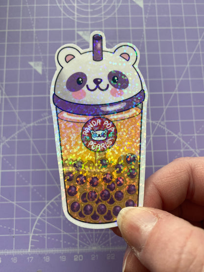 Bubble Tea holographic vinyl sticker (large)
