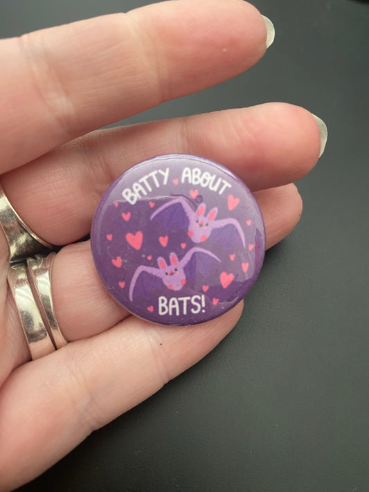 Batty About Bats button badge
