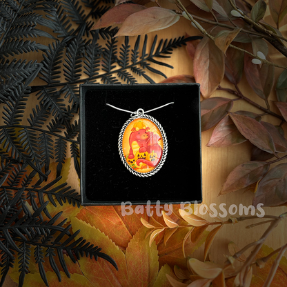 Large Pumpkin Dragon cameo necklace