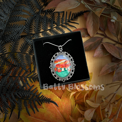 Large Toadstool cameo necklace