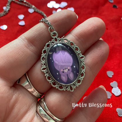 Hanging Bat cameo necklace