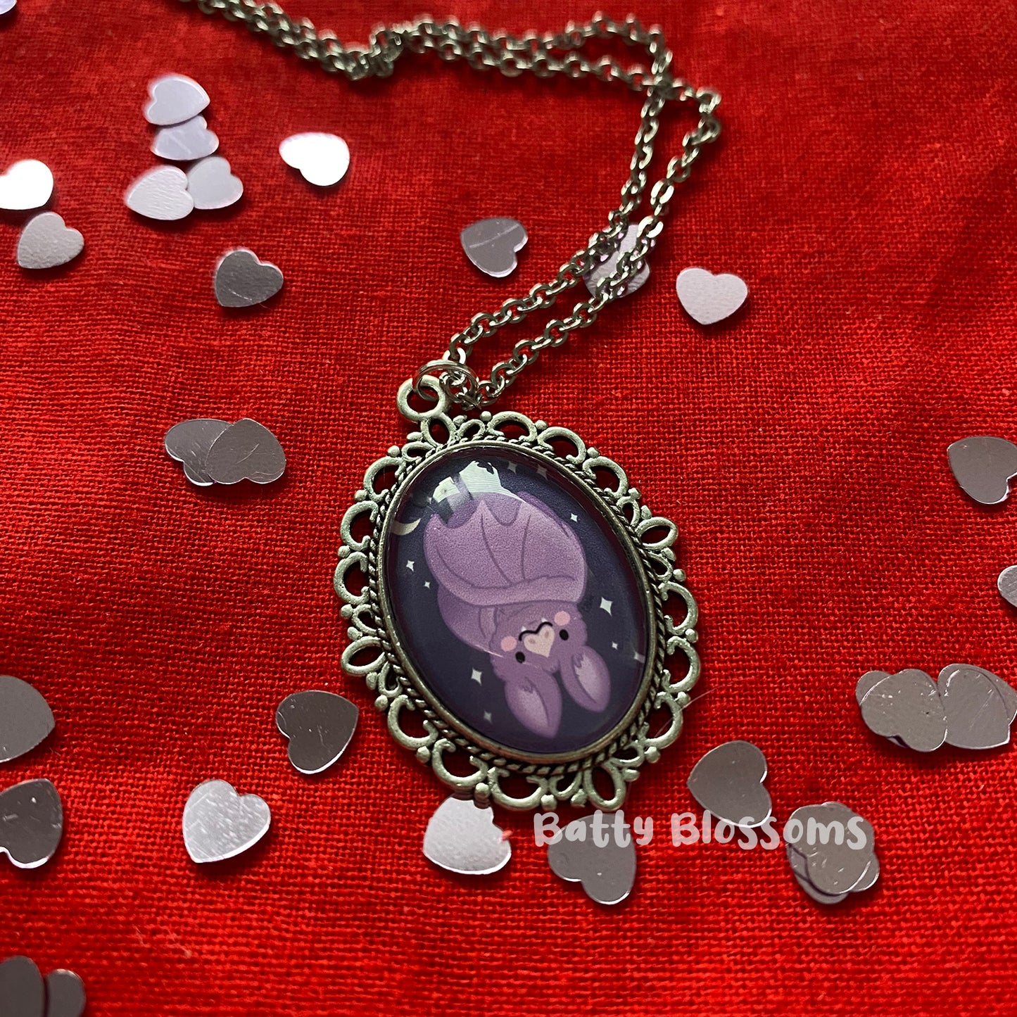 Hanging Bat cameo necklace