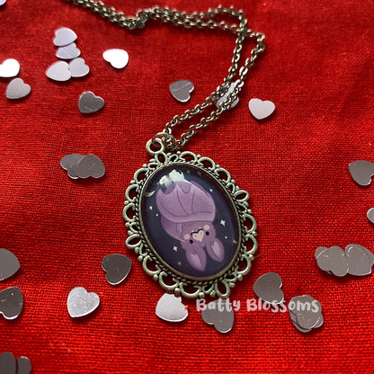 Hanging Bat cameo necklace