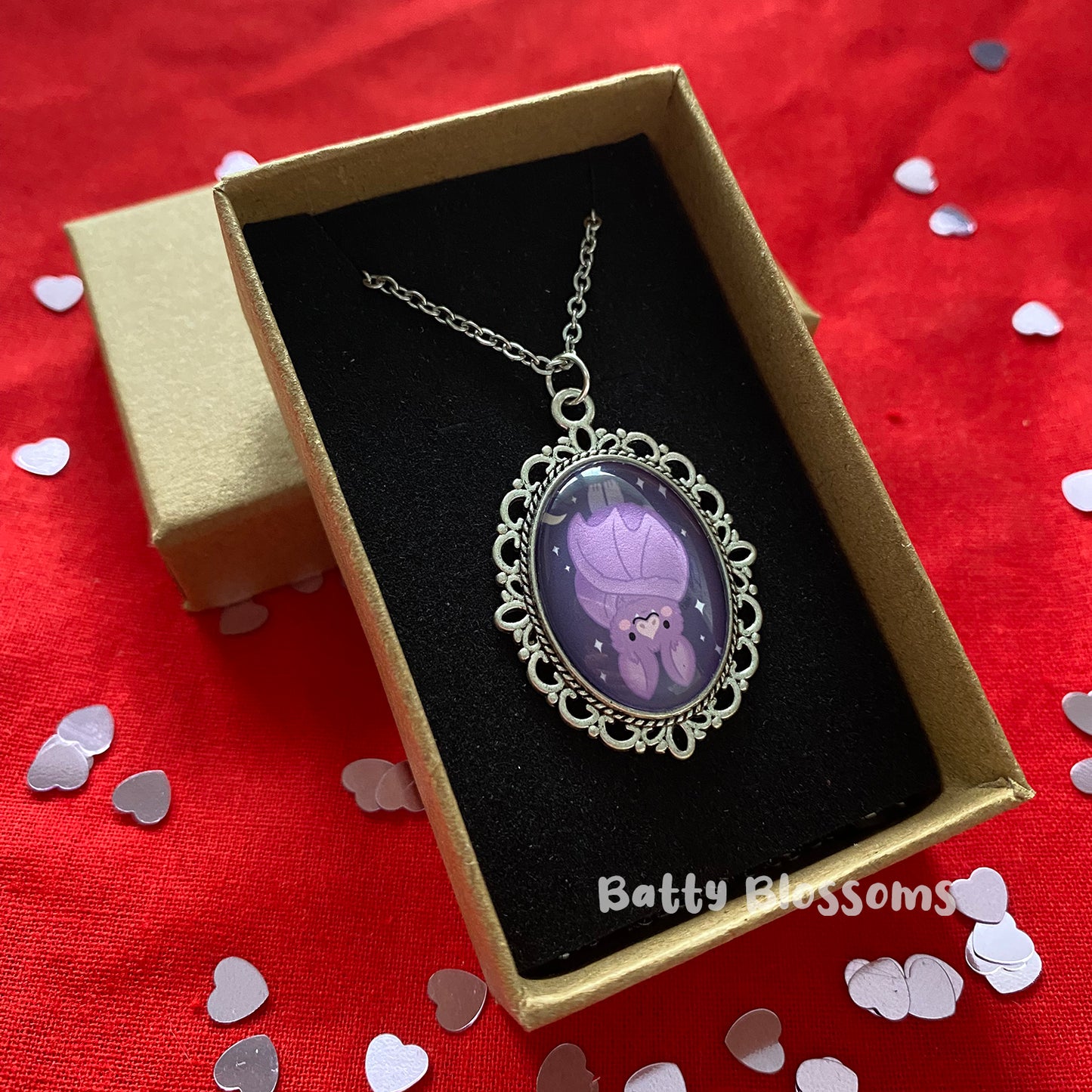 Hanging Bat cameo necklace