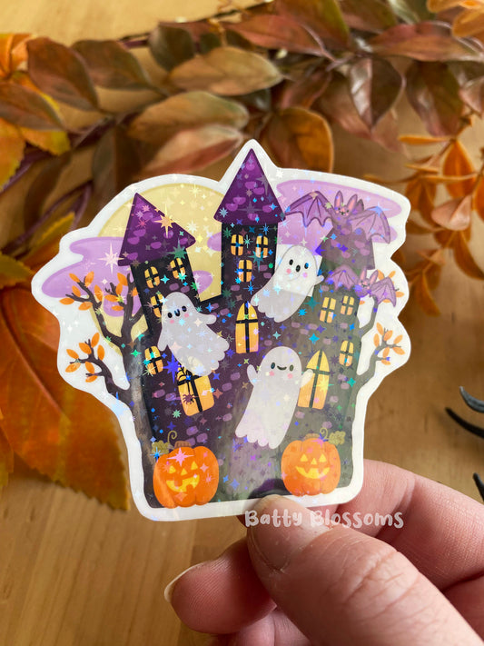 Ghost Castle holographic vinyl sticker (large)