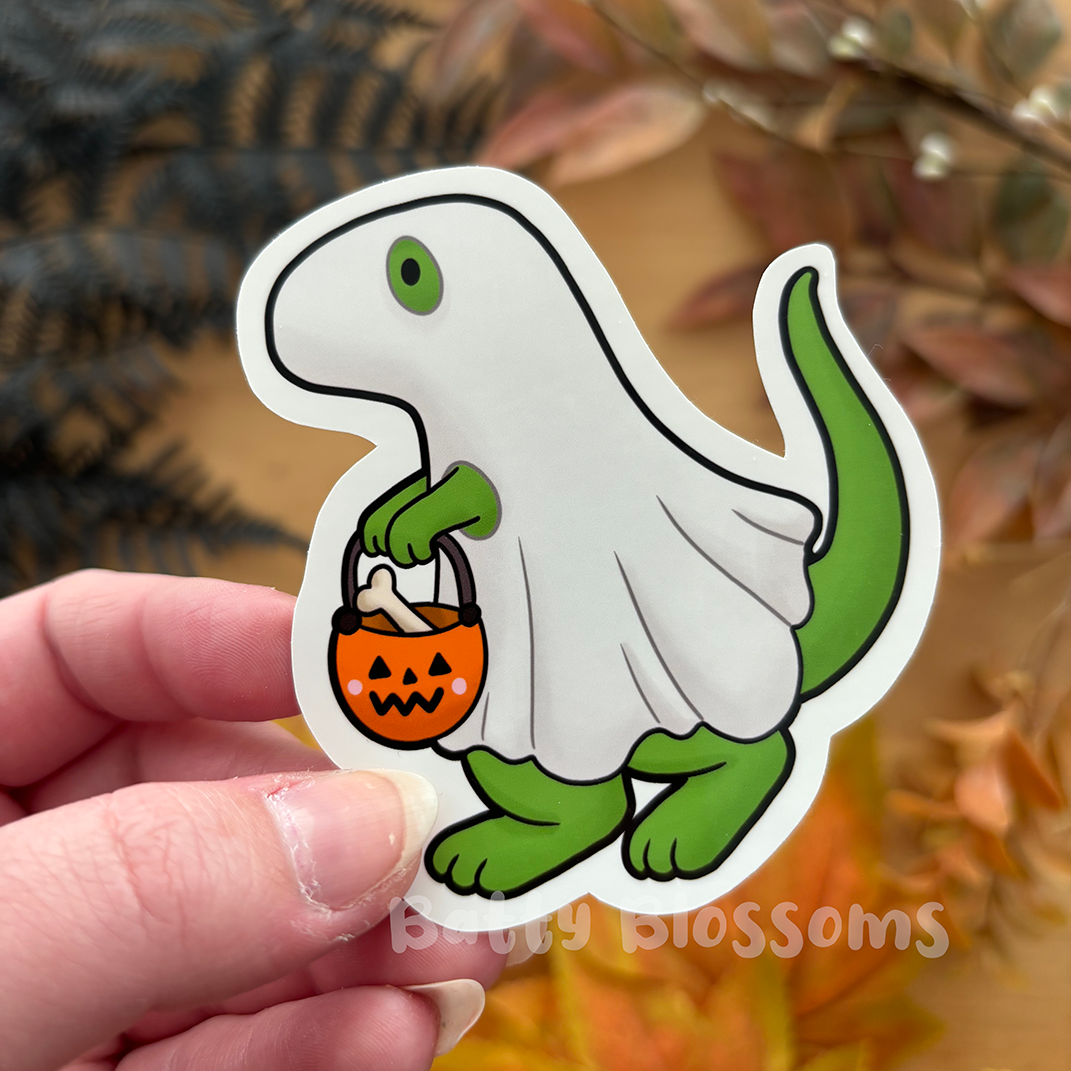 Trick or TreaT-Rex vinyl sticker (large)