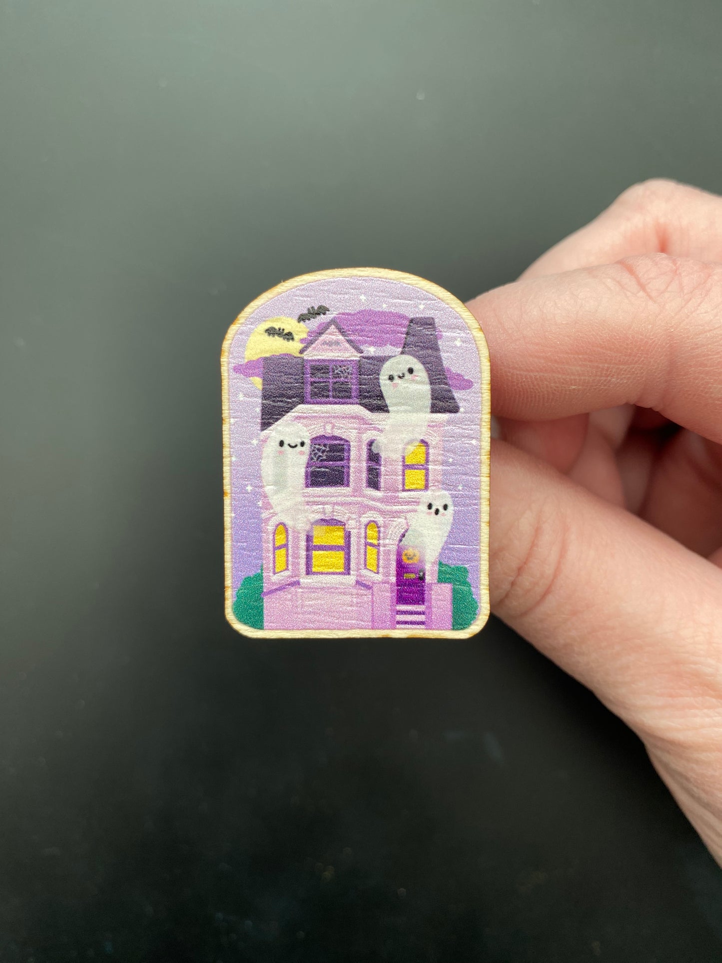 Haunted House wooden pin