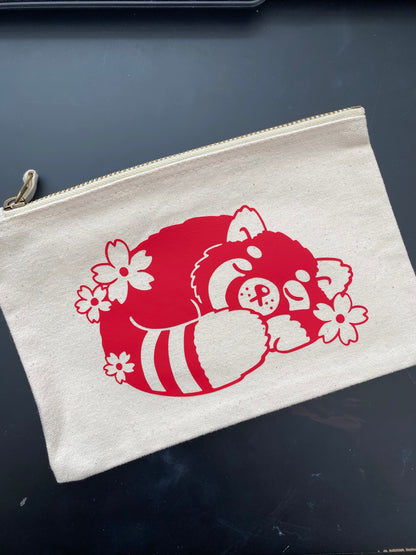 Sleepy Red Panda zip-up pouch