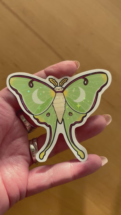 Lunar Moth holographic vinyl sticker (LARGE)