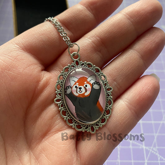 Red Panda cameo necklace