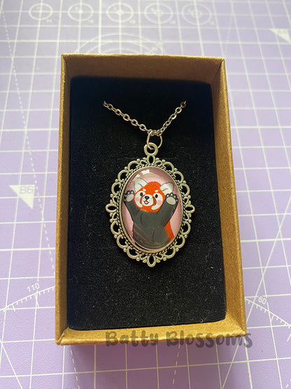 Red Panda cameo necklace