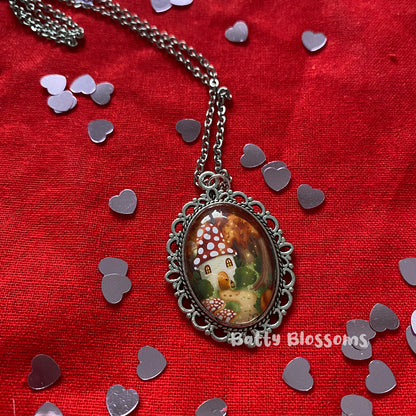 Toadstool House cameo necklace