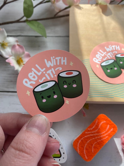 Roll With It sushi sticker (Medium)