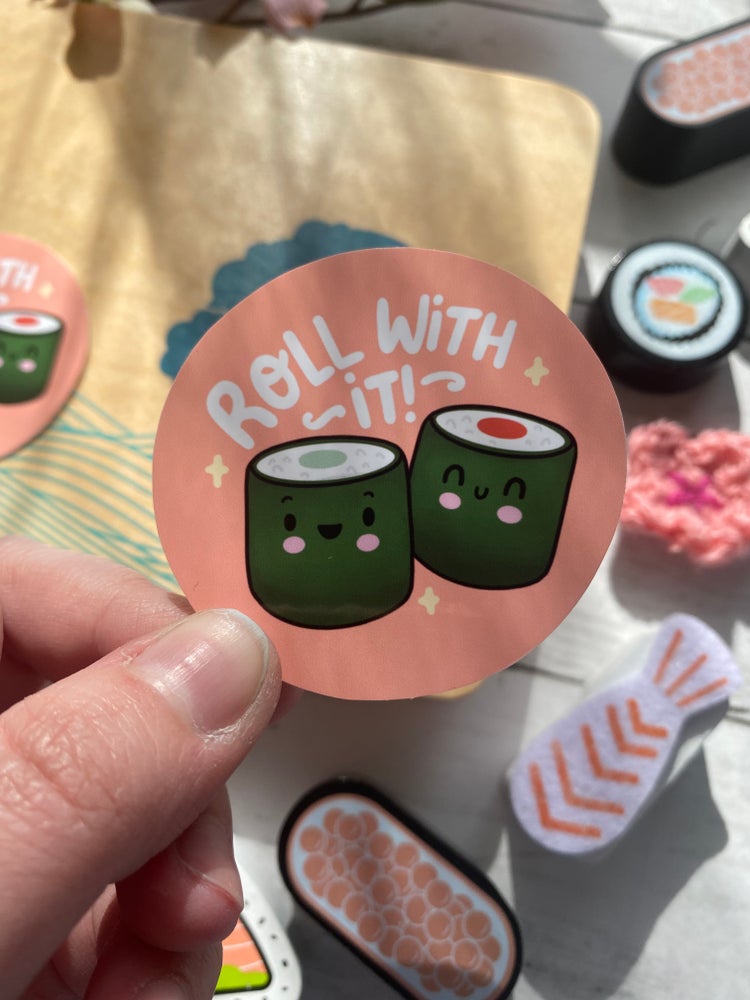 Roll With It sushi sticker (Medium)