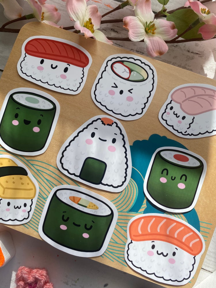 Cute Sushi vinyl stickers (medium)