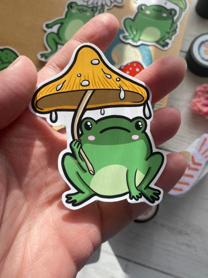 Rainy Day Frogs vinyl stickers (medium)