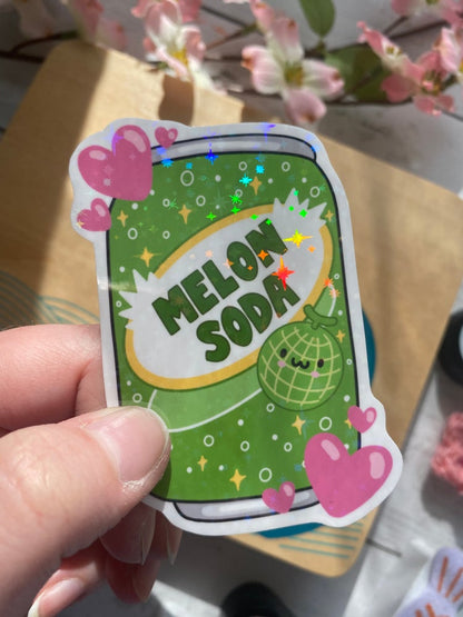 Melon Soda holographic vinyl sticker (large)