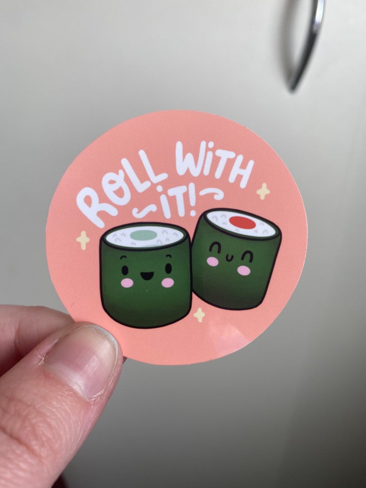 Roll With It sushi sticker (Medium)