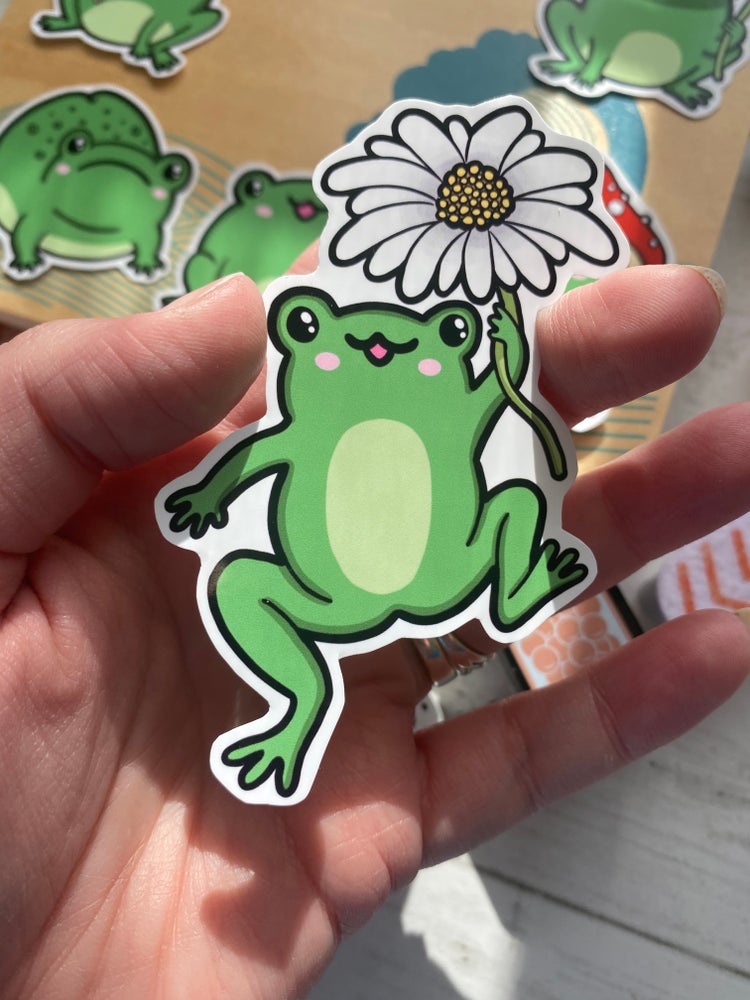 Rainy Day Frogs vinyl stickers (medium)