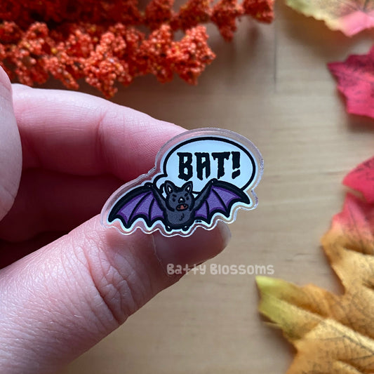 SECONDS Lazlo 'Bat!' acrylic pin