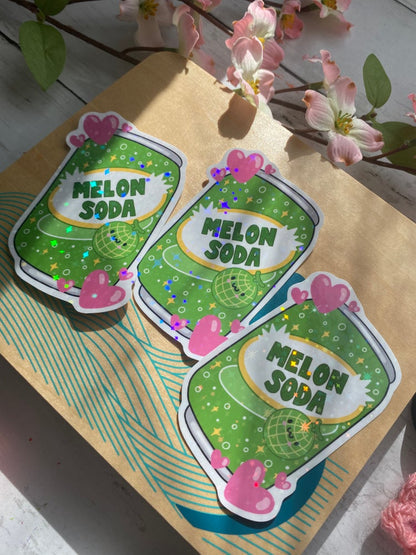 Melon Soda holographic vinyl sticker (large)