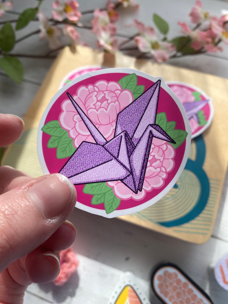 Origami Crane vinyl sticker (medium)