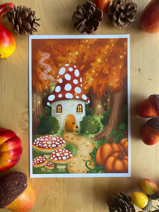 Toadstool House Print