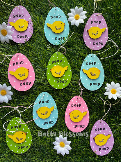 Chick Easter Egg wooden decorations
