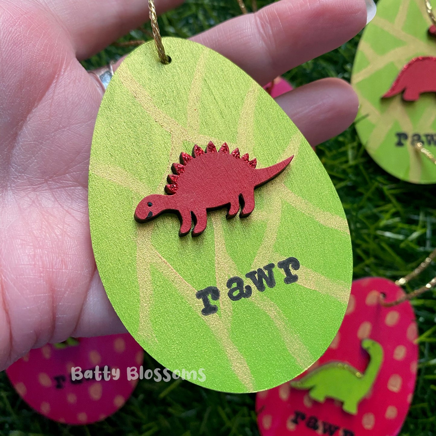 Dino Easter Egg wooden decorations