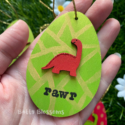 Dino Easter Egg wooden decorations