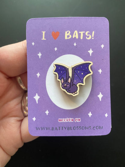 Vampire bat wooden pin
