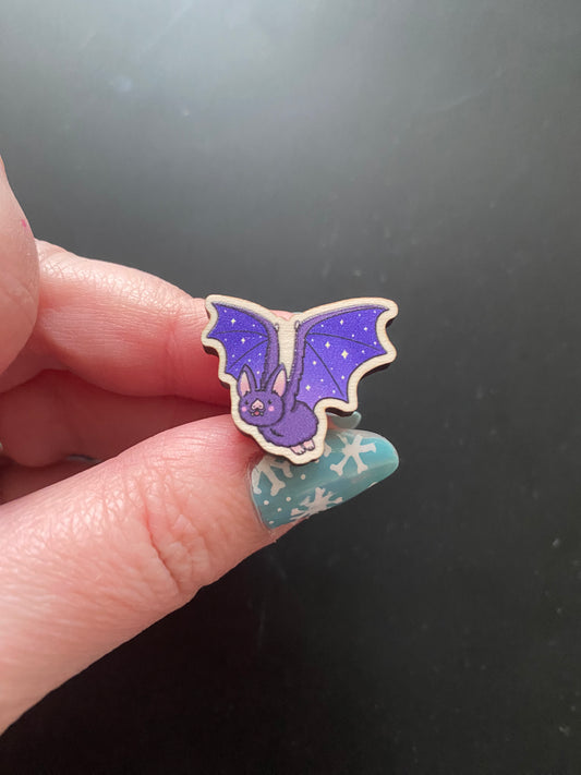 Vampire bat wooden pin