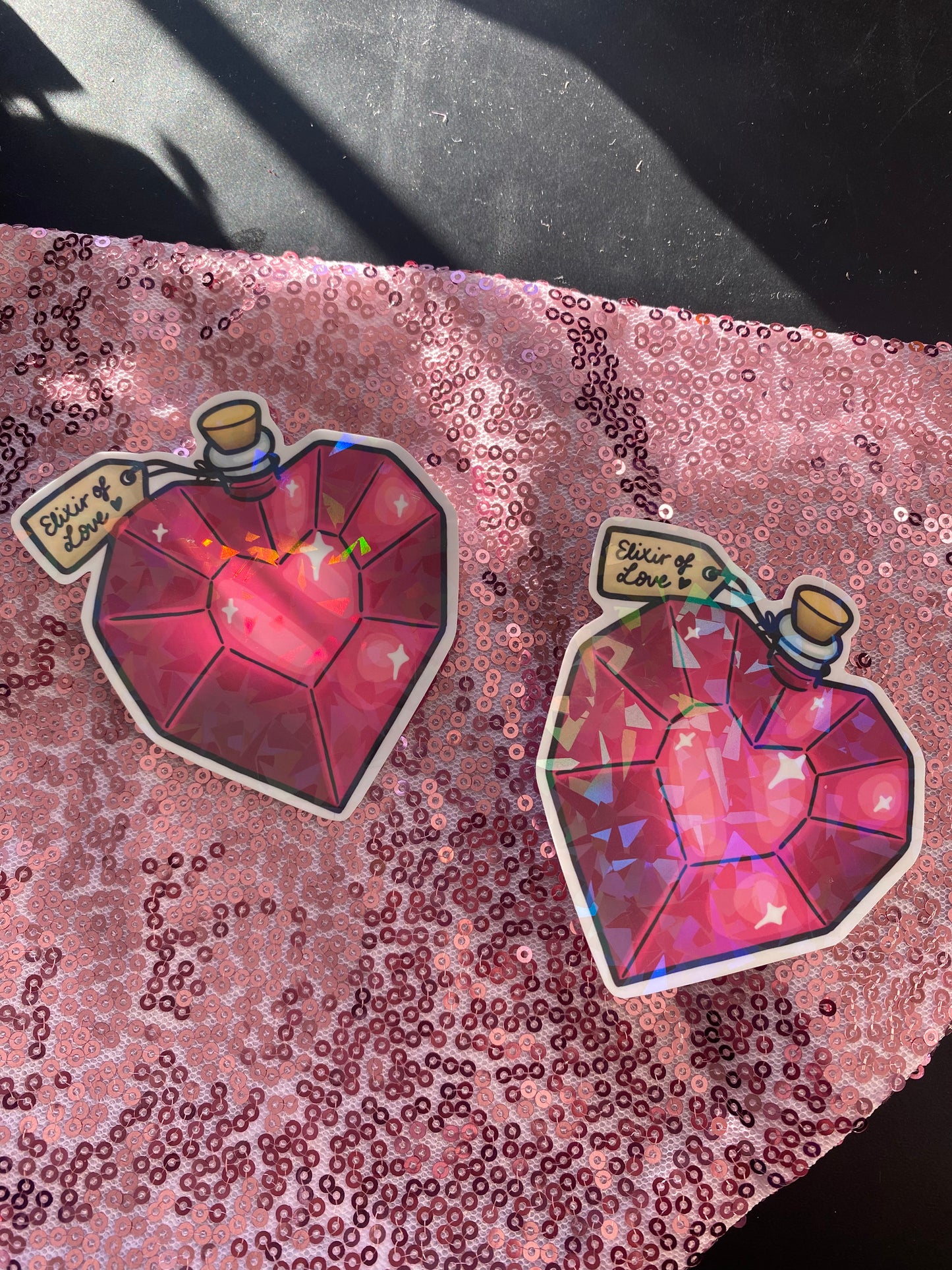Love Potion Bottle Holographic Sticker (LARGE)