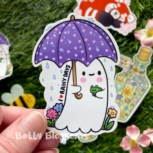 I Love Rainy Days Ghost Sticker (LARGE)