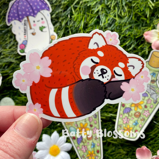 Sleepy Red Panda Sticker (LARGE)